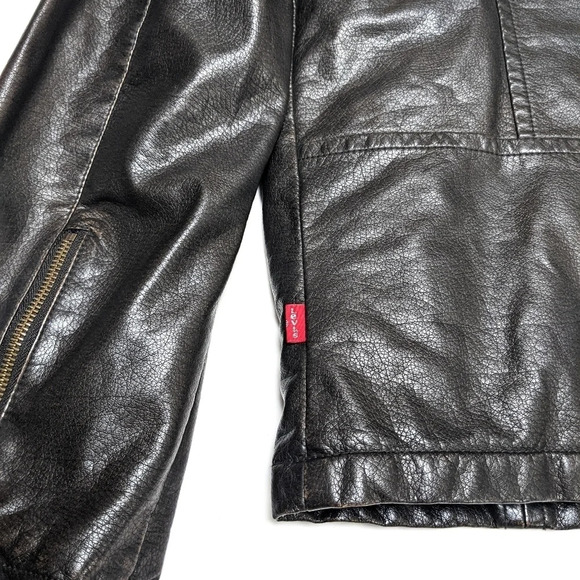 Levi's Men's Faux Leather Trucker Hooded Size Medium M - Picture 2 of 8